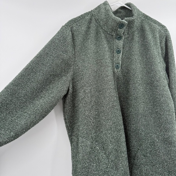 Eddie Bauer Sweater Men XL Green Fleece 1/4 Button Pullover Long Sleeve Comfy - Picture 3 of 11